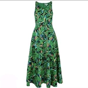 Emily and Fin Margot Tropical Print Maxi Dress US 4 Green
